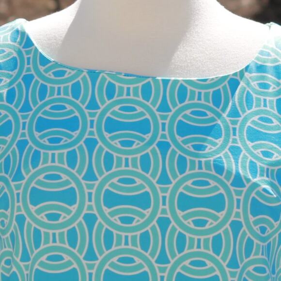 Top It Off Women's Sleeveless Midi Dress Aqua Groovy 60s Style Size M - Picture 8 of 11